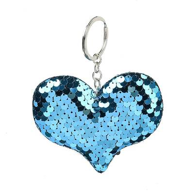 PVC Reflective Sequin Heart Pendant Keychain