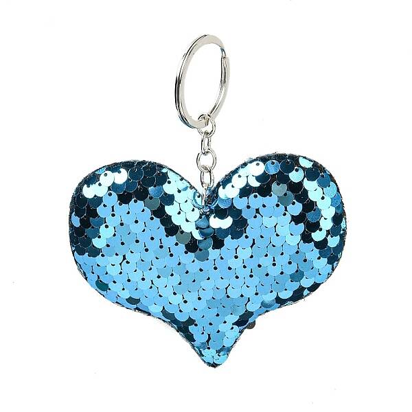 PVC Reflective Sequin Heart Pendant Keychain