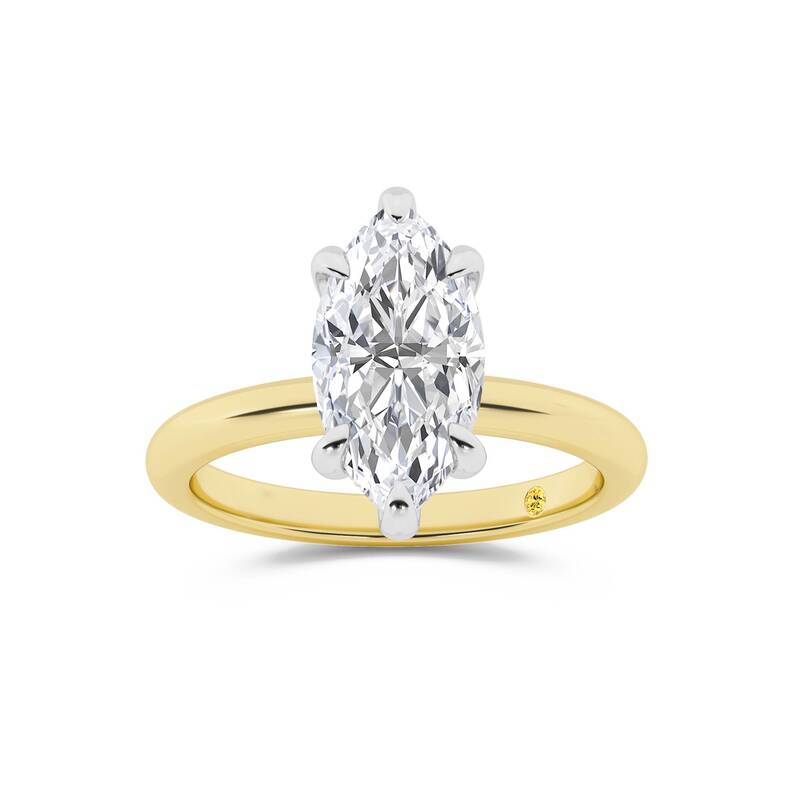 Fez Lab Grown Hidden Halo Marquise Shape Diamond Engagement RIng | 18K Yellow Gold 3 1/10 ct. tw.