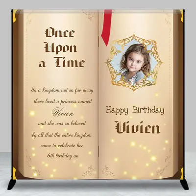Story Book Custom Name Photo Happy Birthday Backdrop