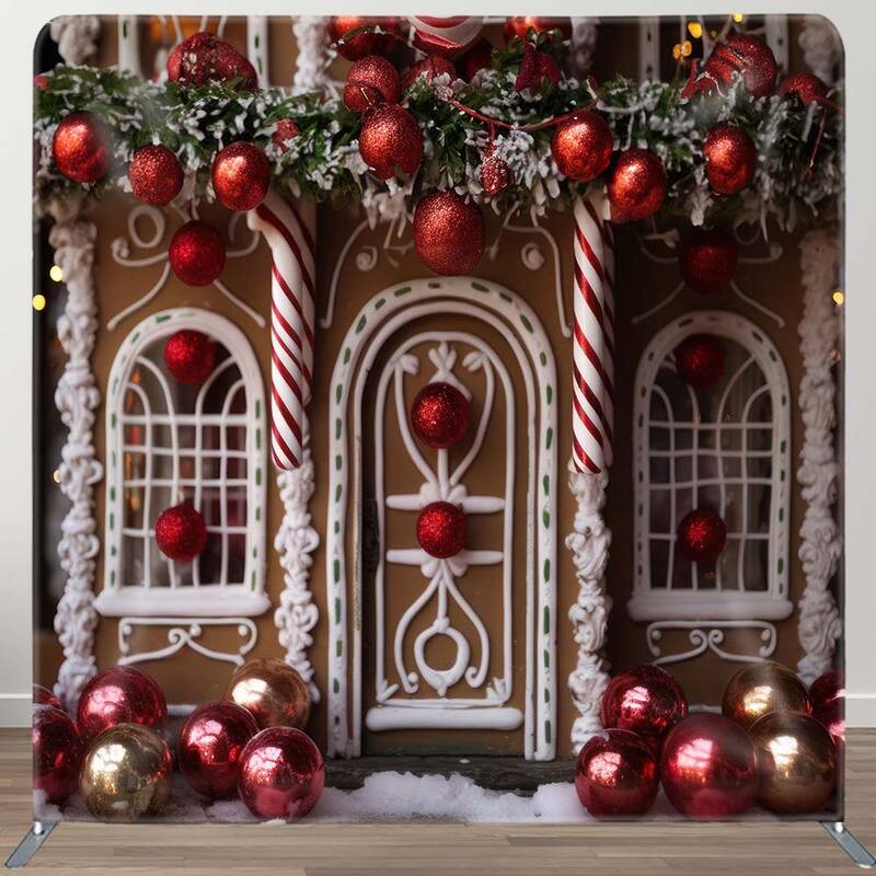 Aperturee Red Chocolate House Christmas Photo Booth Backdrop | Xmas Backdrop | Christmas Backgrounds Fireplace | Christmas Sc...
