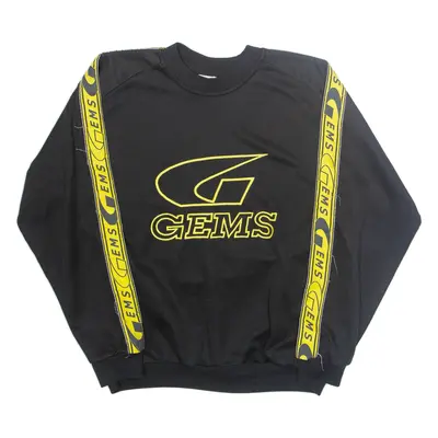 GEMS Mens Sweatshirt Black Button Neck XL