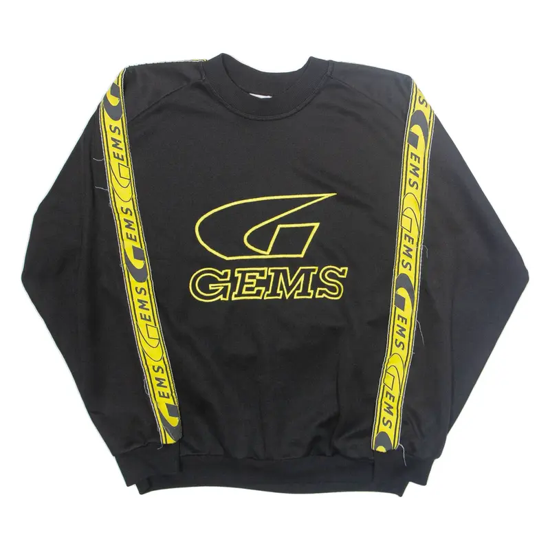 GEMS Mens Sweatshirt Black Button Neck XL