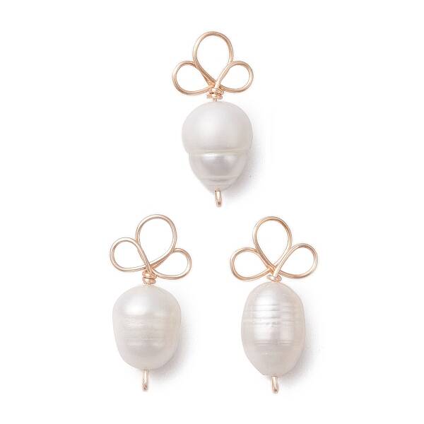 Shell Pearl Copper Wire Wrapped Carrot Pendants