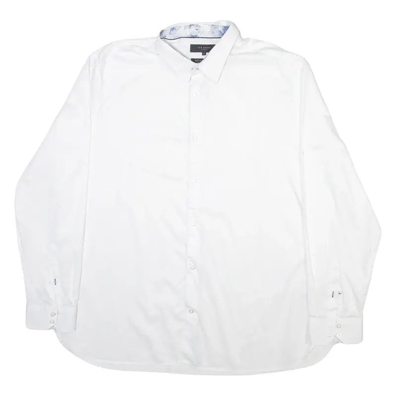 TED BAKER Mens Plain Shirt White Long Sleeve L