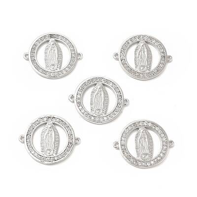 Brass Micro Pave Clear Cubic Zirconia Connector Charms