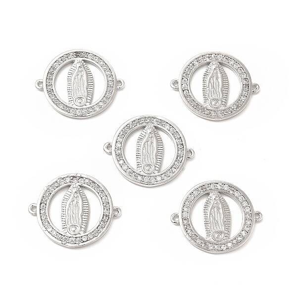 Brass Micro Pave Clear Cubic Zirconia Connector Charms