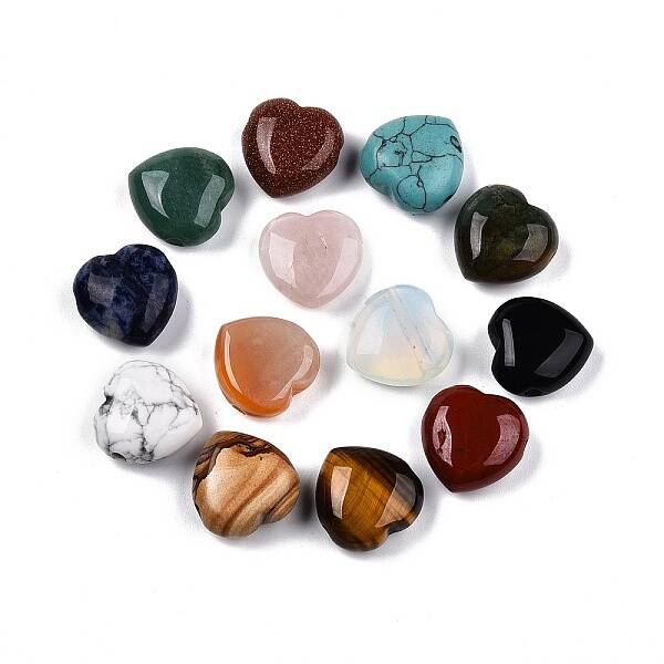 Natural & Synthetic Mixed Stone Heart Beads