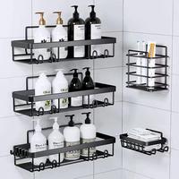 Bathroom Accessories Storage Rack Set, 5 Counts/set Wall Mounted Shower Shelf, Modern Punch Free Storage Organizer for Home B...