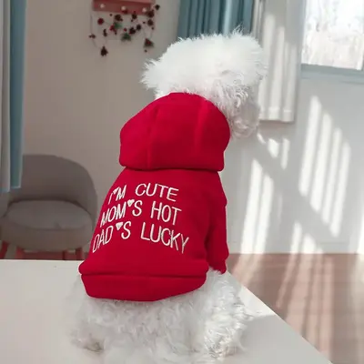Slogan Graphic Dog Hoodie, Embroidered Pet Clothes For Dogs & Cats, Fashionable Pet Outfit For Daily & Party Wear