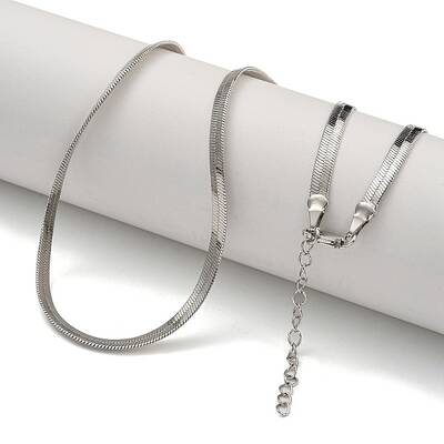 Brass Flat Snake Chain Necklaces for Women