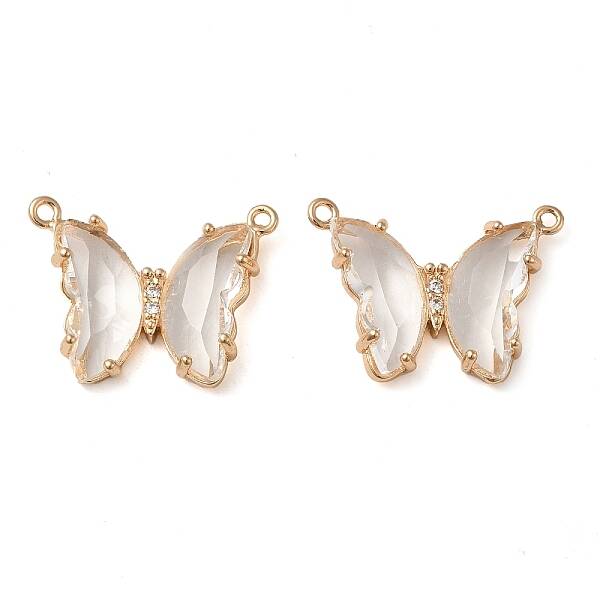 Brass Pave Faceted Glass Connector Charms