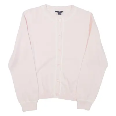 TOMMY HILFIGER Girls Cardigan Pink V-Neck Tight Knit L