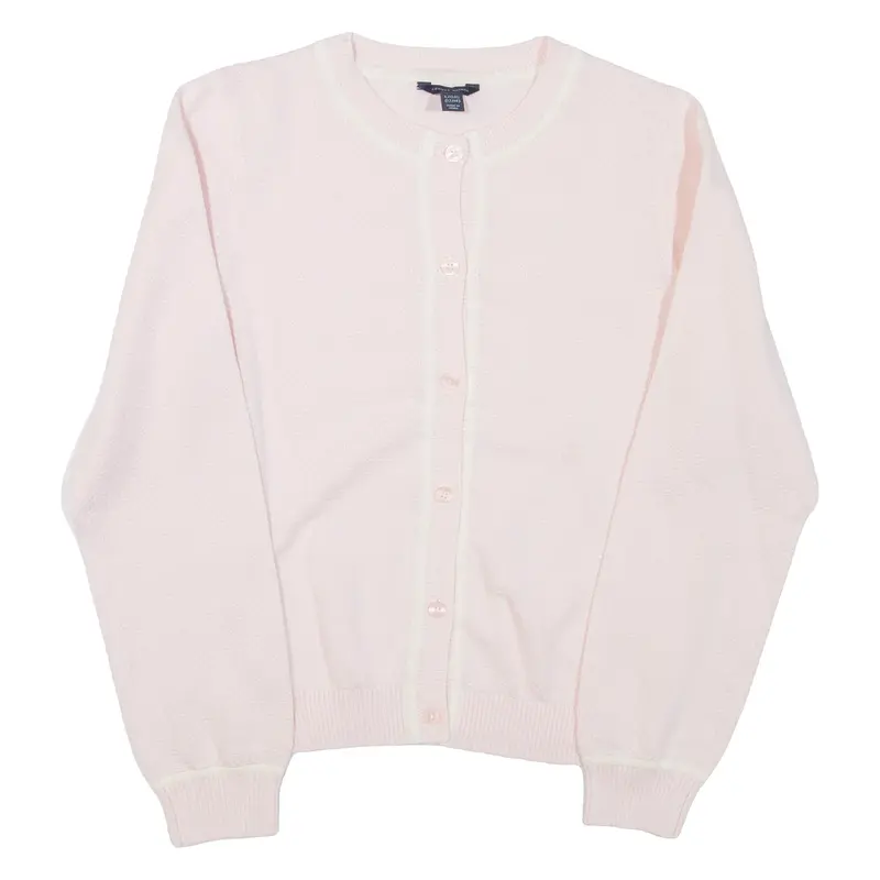 TOMMY HILFIGER Girls Cardigan Pink V-Neck Tight Knit L