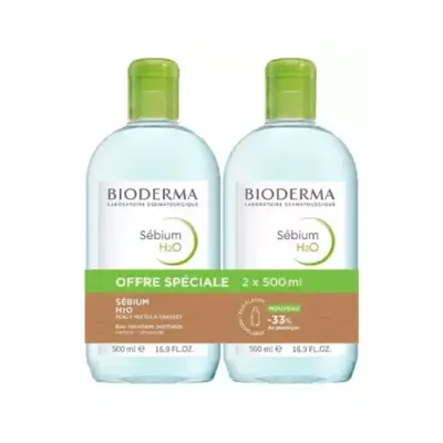 Bioderma Sebium Micellar Water H2O Oily Skin 2x500 ml