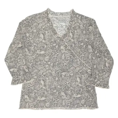 Womens Printed Top Brown V-Neck 3/4 Sleeve Animal Print L