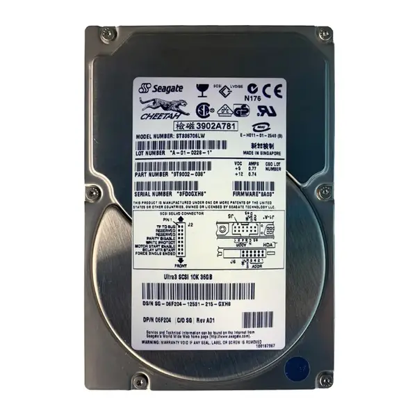 6F204 Dell 36GB Ultra-160 SCSI 10000 3.5-inch Hard Drive
