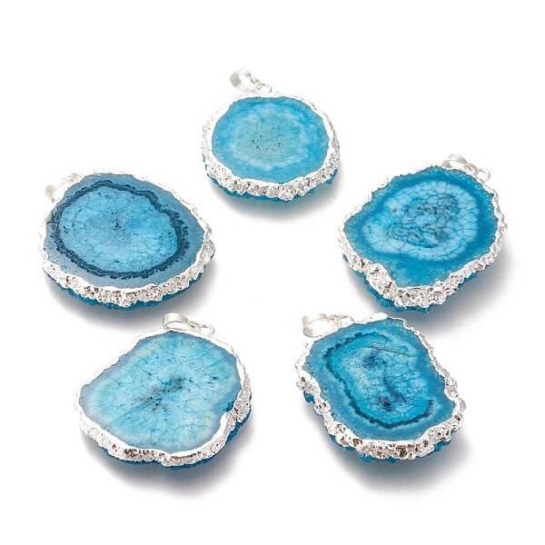 Dyed Natural Druzy Solar Quartz Crystal Pendants