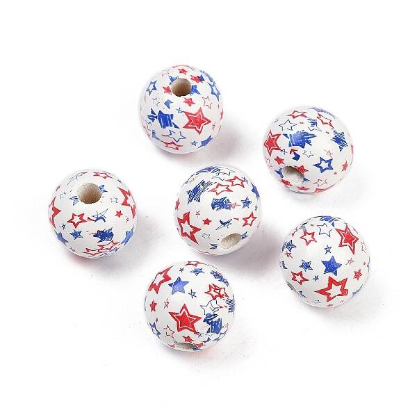 Independence Day Theme Wood European Beads