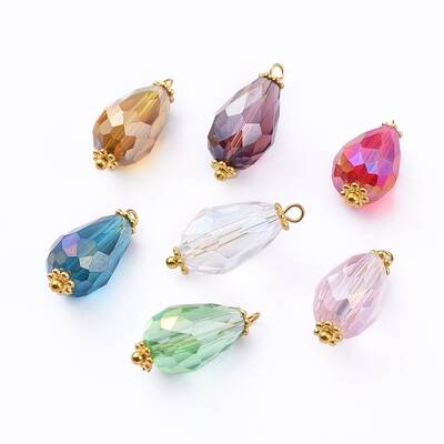 Electroplate Faceted Glass Pendants