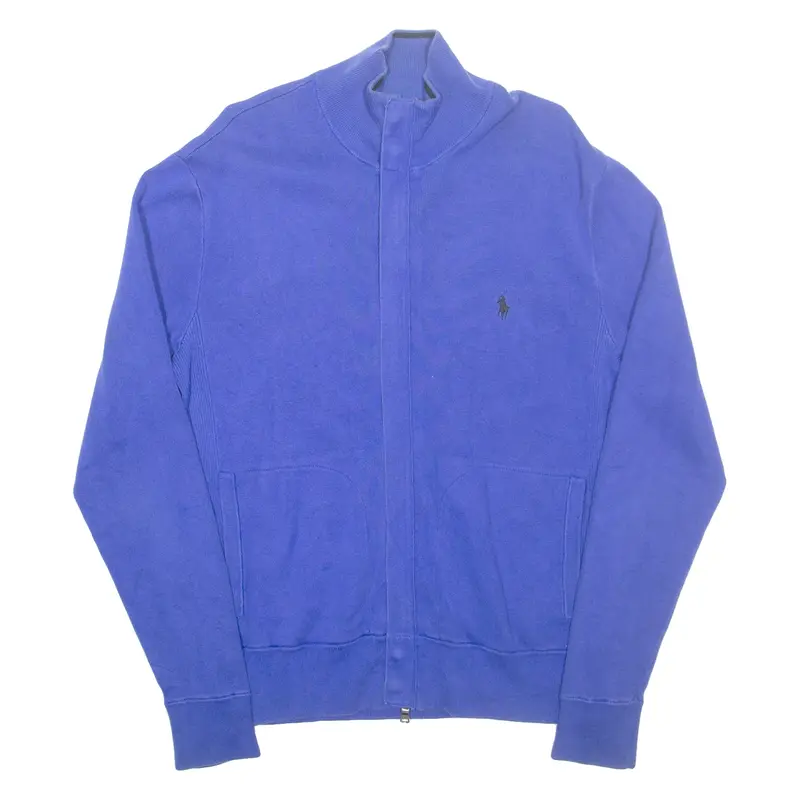 POLO RALPH LAUREN Mens Cardigan Blue High Neck Tight Knit M