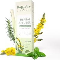 PuffiAir Herbal Diffuser Upgraded with Mullein Thyme & Mint Extracts for Lung Cleansing & Oral Freshener 100% Natural 600 Use...