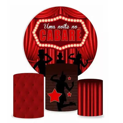 Aperturee Cabaret Art Red Stage Curtain Round Backdrop Kit | Party Backdrop Decorations | Wall Backdrop For Party | Custom Cu...