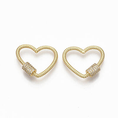 Brass Micro Pave Clear Cubic Zirconia Screw Carabiner Lock Charms