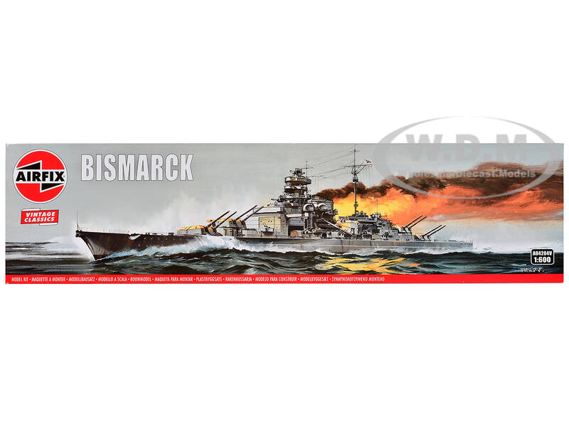 Level 3 Model Kit German Battleship Bismarck 1/600 Plastic Model Kit by Airfix