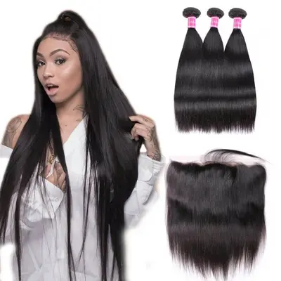 Quality Indian Straight Hair 3 Bundles With Frontal -AshimaryHair.com