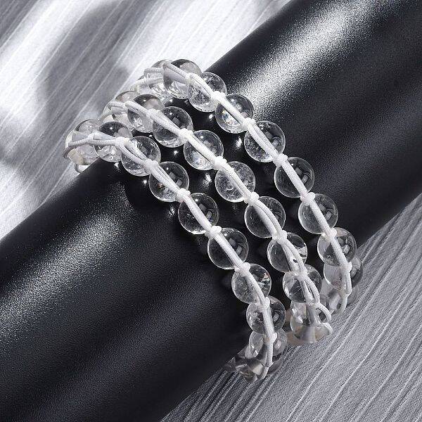 Natural Quartz Crystal Round Beaded Multi-strand Bracelets for Men Women