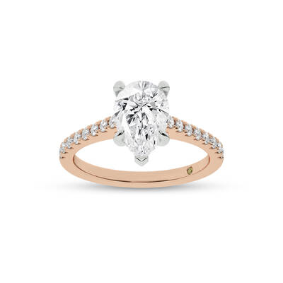 Destiny Half Coverage Pear Shape Lab Diamond Engagement Ring | 18K Rose Gold 1 1/4 CT. TW.