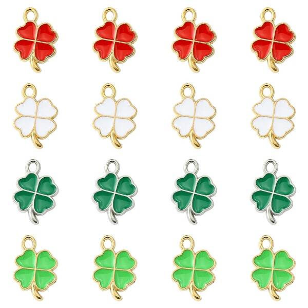 16Pcs 4 Colors Rack Plating Alloy Enamel Pendants
