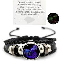 12 Constellation Spirit Bracelet - Adjustable for Men and Women 12 Constellation Bracelet Multi-layered 12 Constellation Blac...