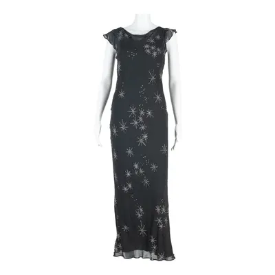 WHISTLES Star Design Womens Maxi Dress Grey Viscose Sleeveless Long UK 8