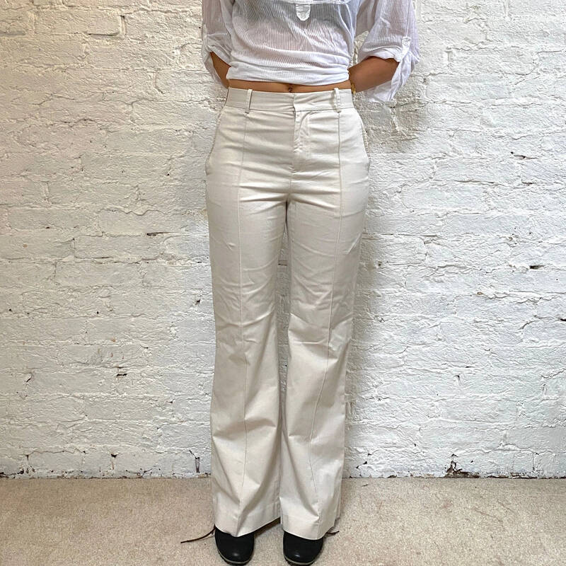 Ralph Lauren Flared Trousers - 28W UK 8 Beige Cotton