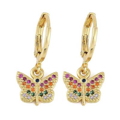 Brass Micro Pave Cubic Zirconia Hoop Earrings for Women