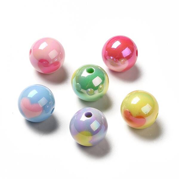 Two Tone UV Plating Rainbow Iridescent Acrylic Beads
