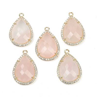 Natural Rose Quartz Faceted Pendants