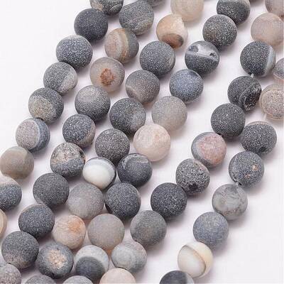 Natural Druzy Geode Agate Bead Strands
