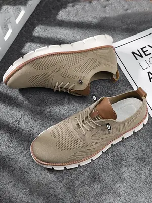 Men's Business Minimalist Lace Up Low Top Sneakers, Casual Breathable Comfortable Sports Running Shoes, Fashionable Lightweig...