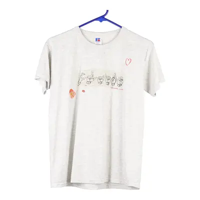 Russell Athletic Graphic T-Shirt - Small Grey Cotton