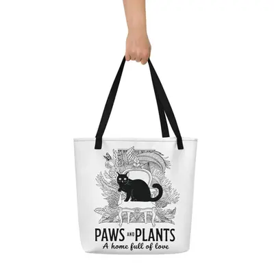 Home Sweet Home - Cat and Plant Lover Tote Bag
