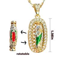 Revolving Necklace San judas tadeo chain Jesus Necklace Virgin Mary Necklace builder necklace Revolving Necklace Jewelry Char...