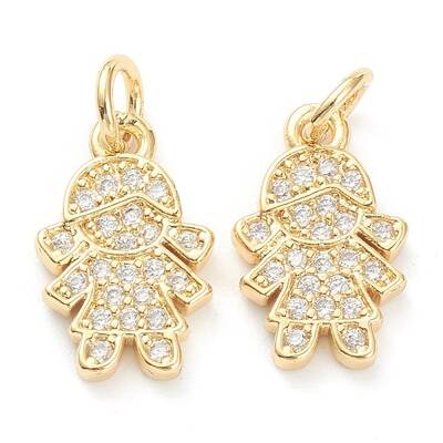 Brass Micro Pave Clear Cubic Zirconia Pendants