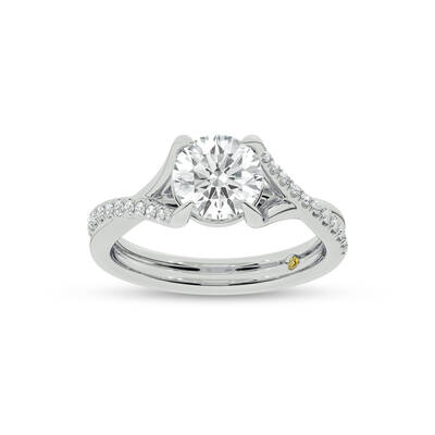 Lumen Twisted Pavé Shank Round Lab Diamond Engagement Ring | 10K White Gold 2 1/5 CT. TW.