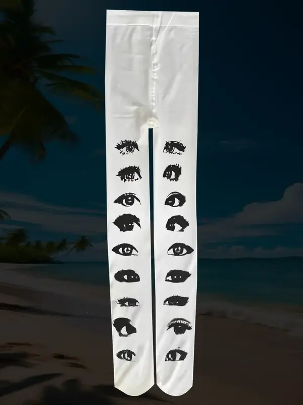 Women's Y2K Style Socks, Eye Print Design, Casual Summer Footwear, Comfortable & Stylish, Perfect for Everyday Wear #socks #s...