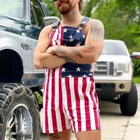 Stylish American Flag Overalls for Men and Women, Soft Stretchy Bib Pants for Summer Streetwear, Independence Day Festivals, ...