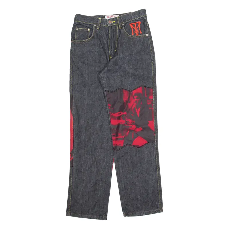 SCAR FACE Mens Jeans Blue Regular Straight W27 L28