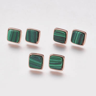 Synthetic Malachite Stud Earrings